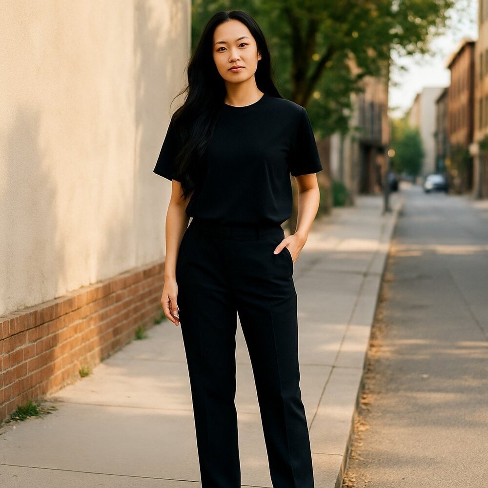 BARNEYS NEW YORK Black All-Season Wool Blend Dress Career Pants Size 8